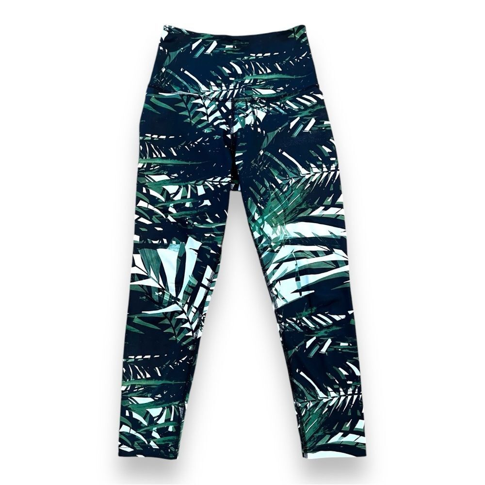 Beyond Yoga Womens Lux Leggings High Waisted Stretch Leaf Print Green Small